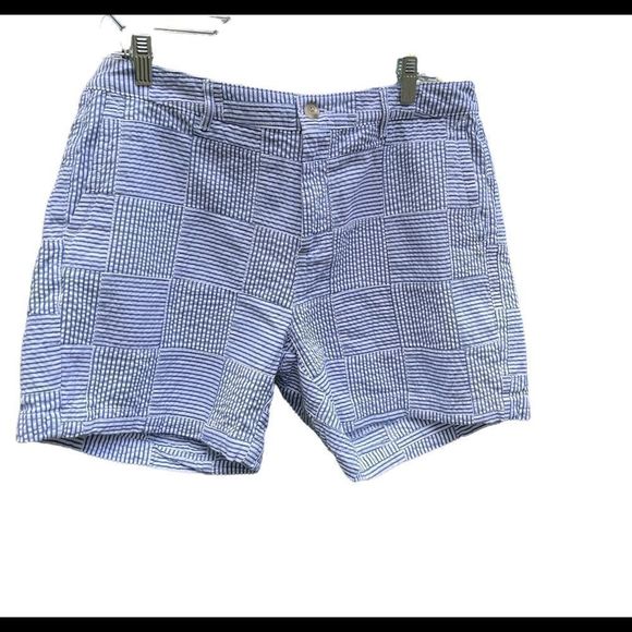 L.L. Bean Pants - LL BEAN Shorts Favorite Fit Blue & White Striped Seersucker Patchwork